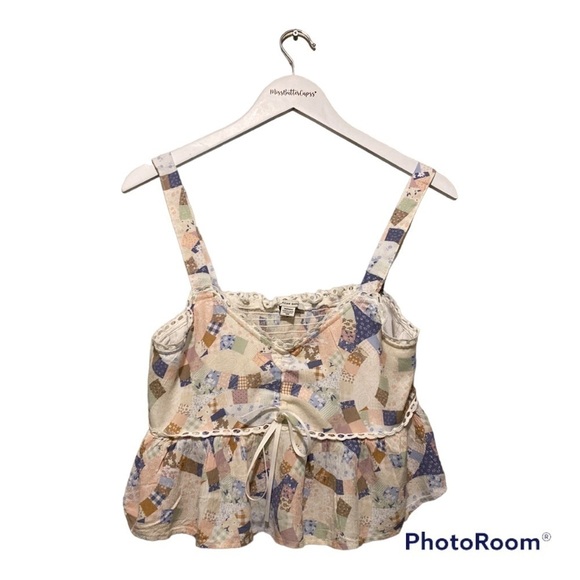 American eagle patchwork, colorful Ruffle crop top | Size medium - Picture 12 of 12